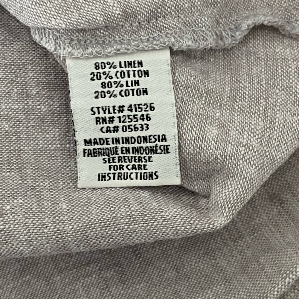 Habitat Light Gray Linen Blend Long Line Shirt - Picture 10 of 11